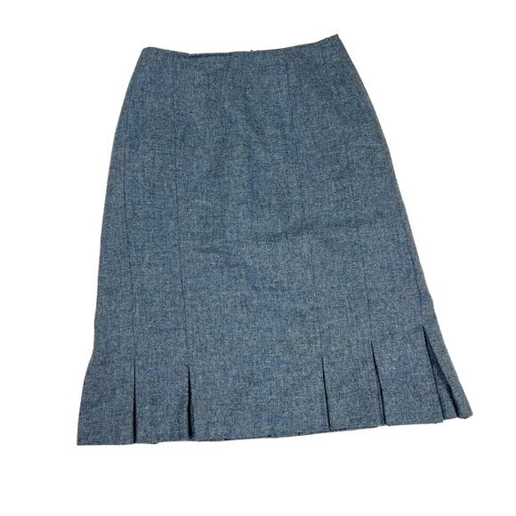 Talbots Career Skirt‎ Blue Pleated Panel Back Zip 100% Wool Modest Women's 10 - Picture 9 of 11